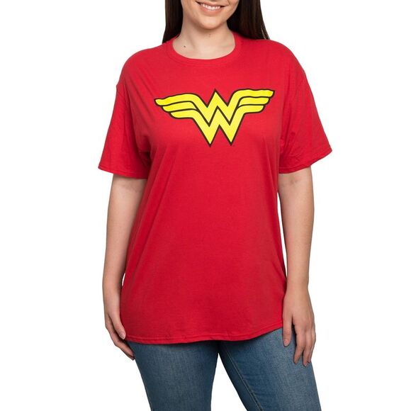 Women's Plus Wonder Woman T-Shirt Halloween Costume Tee Superhero Red DC Comics - Picture 6 of 8
